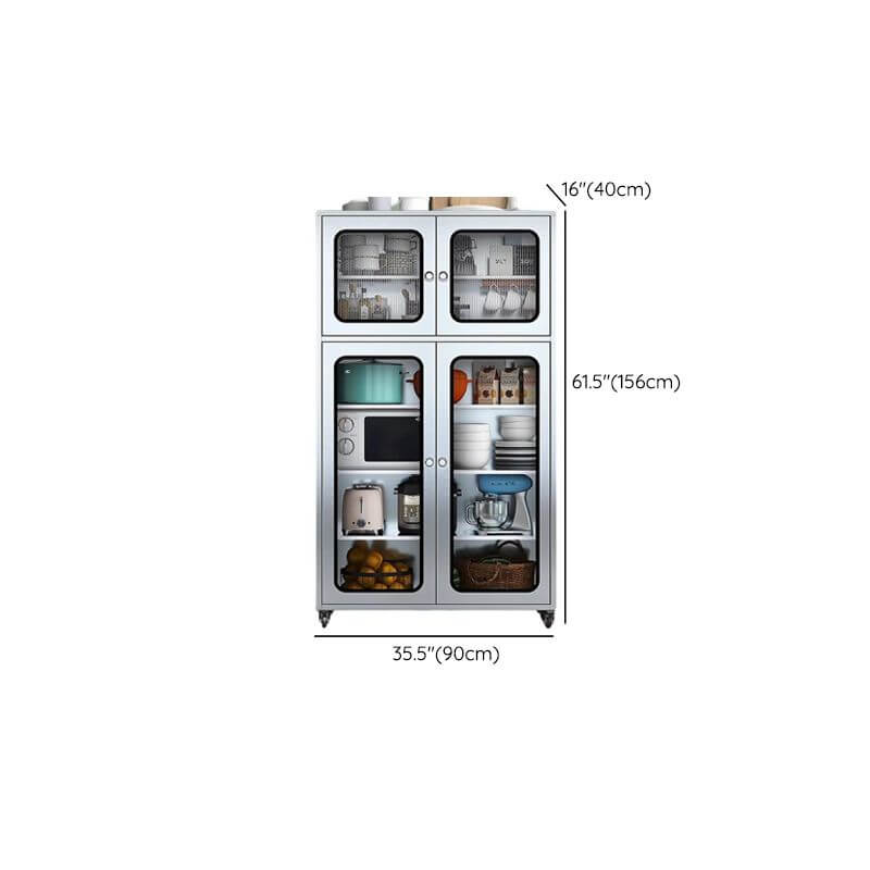 Modern Silver Steel Sideboard/Credenza with Open Storage Dimensions