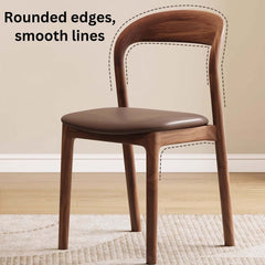 Elegant Simplistic Brown Leather Single Dining Chair