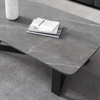 Modern Sintered Stone Coffee Table with X-Base, Scratch-Resistant