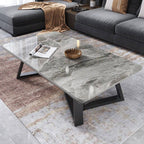 Modern Sintered Stone Coffee Table with X-Base, Scratch-Resistant