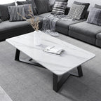 Modern Sintered Stone Coffee Table with X-Base, Scratch-Resistant