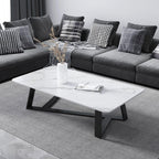 Modern Sintered Stone Coffee Table with X-Base, Scratch-Resistant