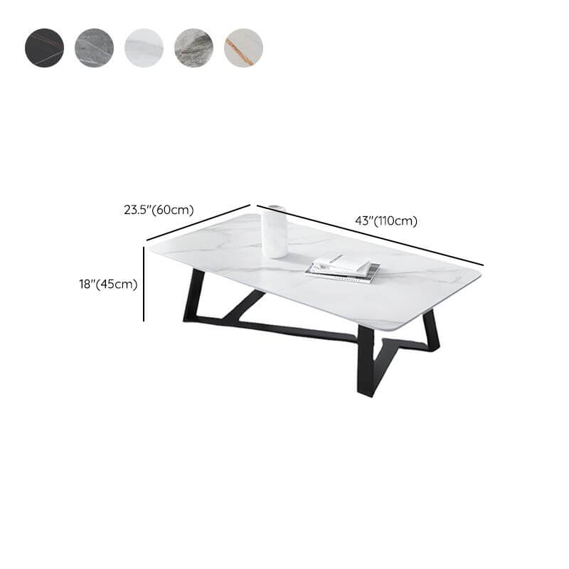 Modern Sintered Stone Coffee Table with X-Base, Scratch-Resistant Dimensions