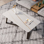 Modern Sintered Stone Coffee Table with X-Base, Scratch-Resistant Main Product Image