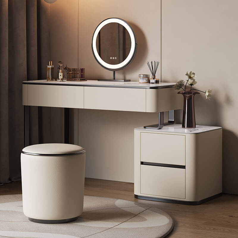 Modern Sintered Stone Dressing Table With Rotating Mirror