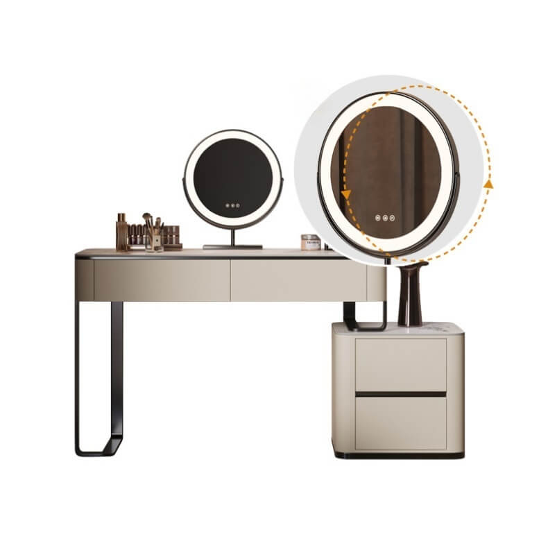 Modern Sintered Stone Dressing Table With Rotating Mirror