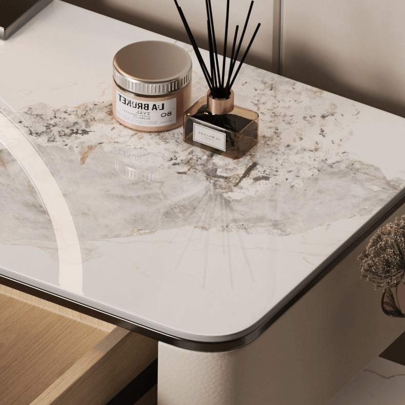 Modern Sintered Stone Dressing Table With Rotating Mirror