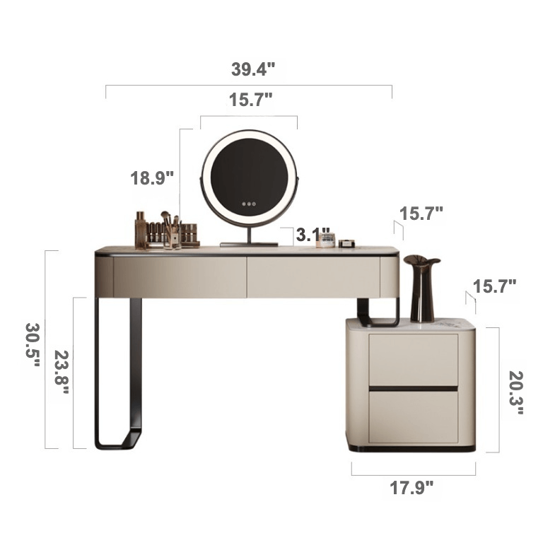 Modern Sintered Stone Dressing Table With Rotating Mirror Dimensions
