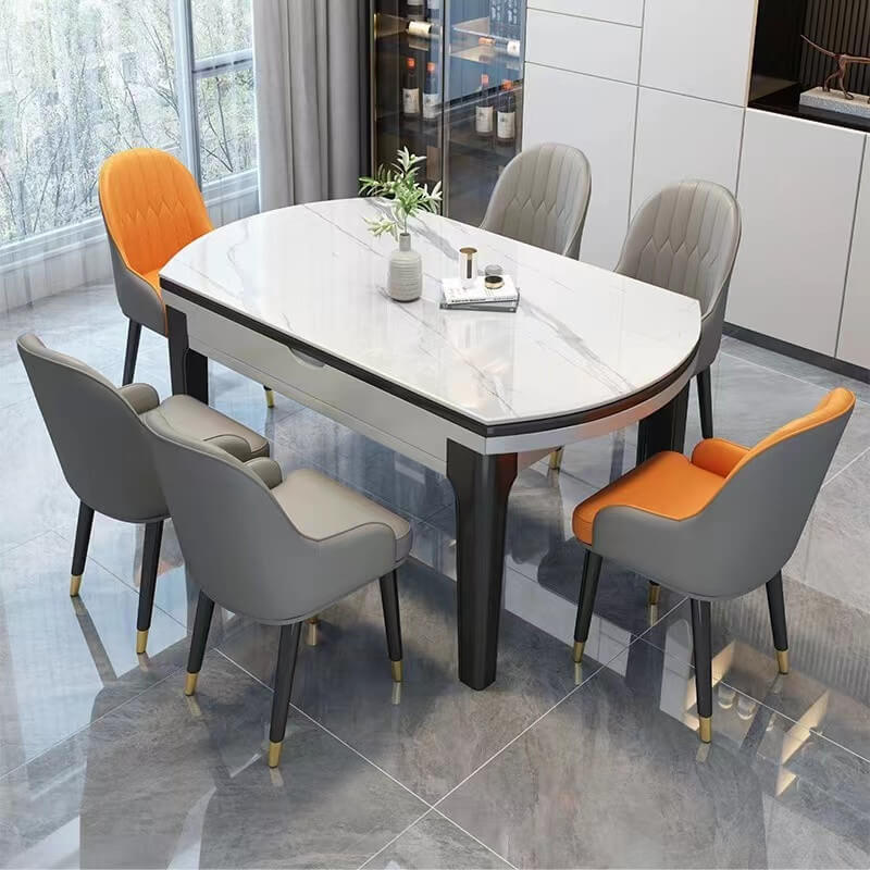 Modern Sintered Stone Extendable Dining Table Set