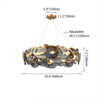 Modern Smokey Gray Glass Drum Chandelier with Adjustable Height Dimensions