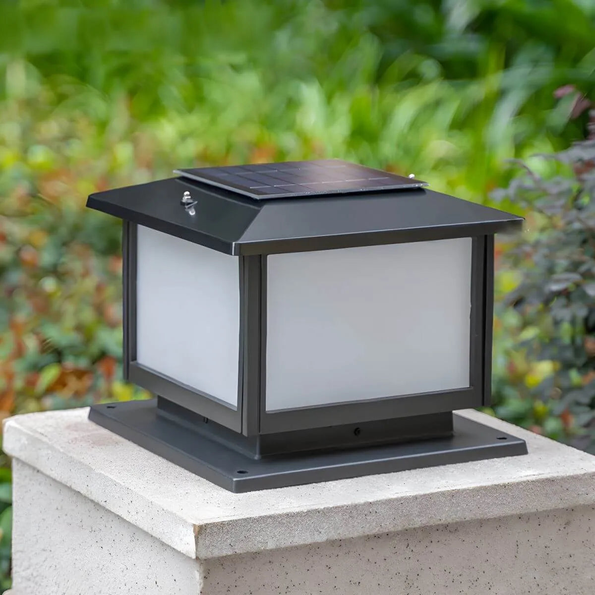 Modern Solar-Powered Plastic Cube Outdoor Table Lamp