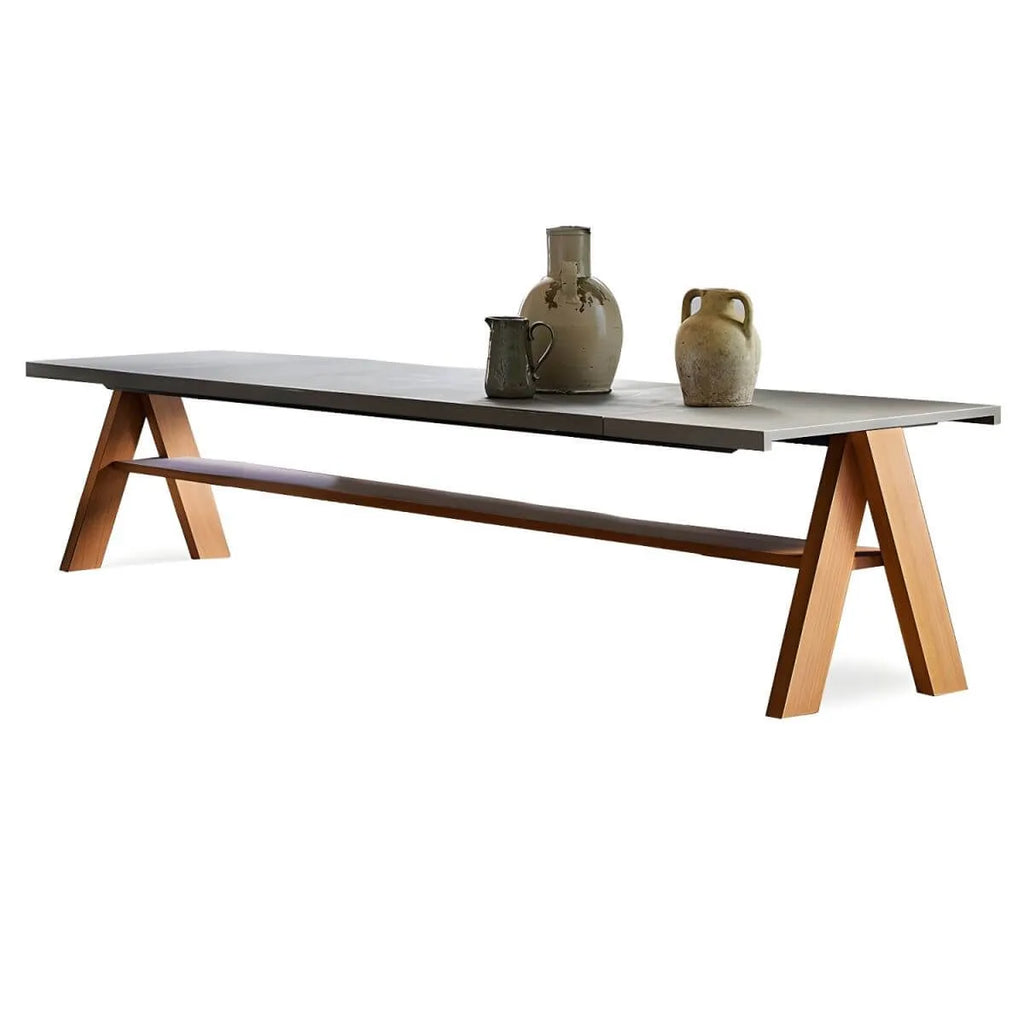 Modern Solid Teak Wood Outdoor Dining Table – Grey Rectangular