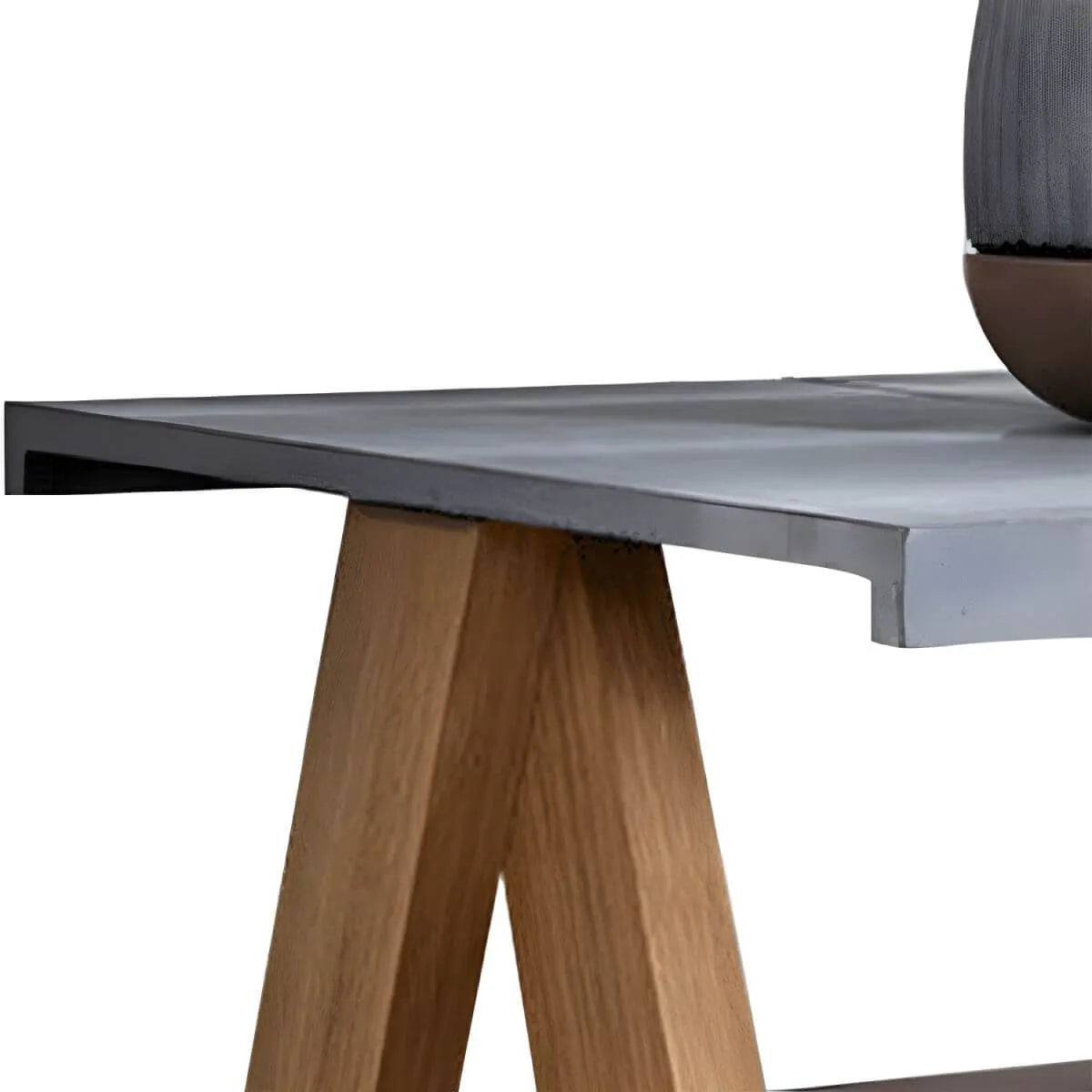 Modern Solid Teak Wood Outdoor Dining Table – Grey Rectangular