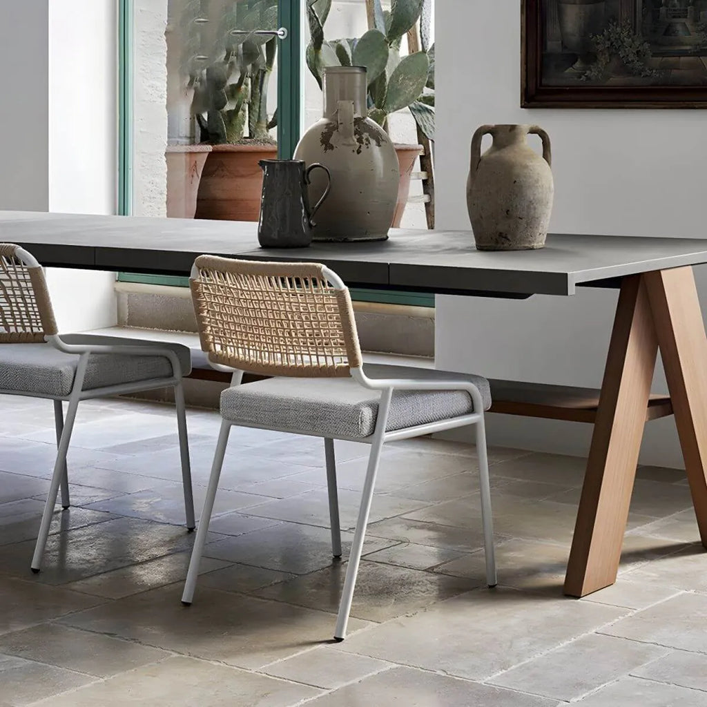 Modern Solid Teak Wood Outdoor Dining Table – Grey Rectangular
