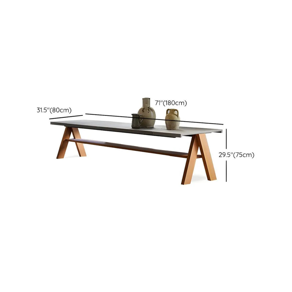 Modern Solid Teak Wood Outdoor Dining Table – Grey Rectangular Dimensions
