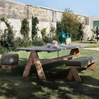 Modern Solid Teak Wood Outdoor Dining Table – Grey Rectangular Main Product Image