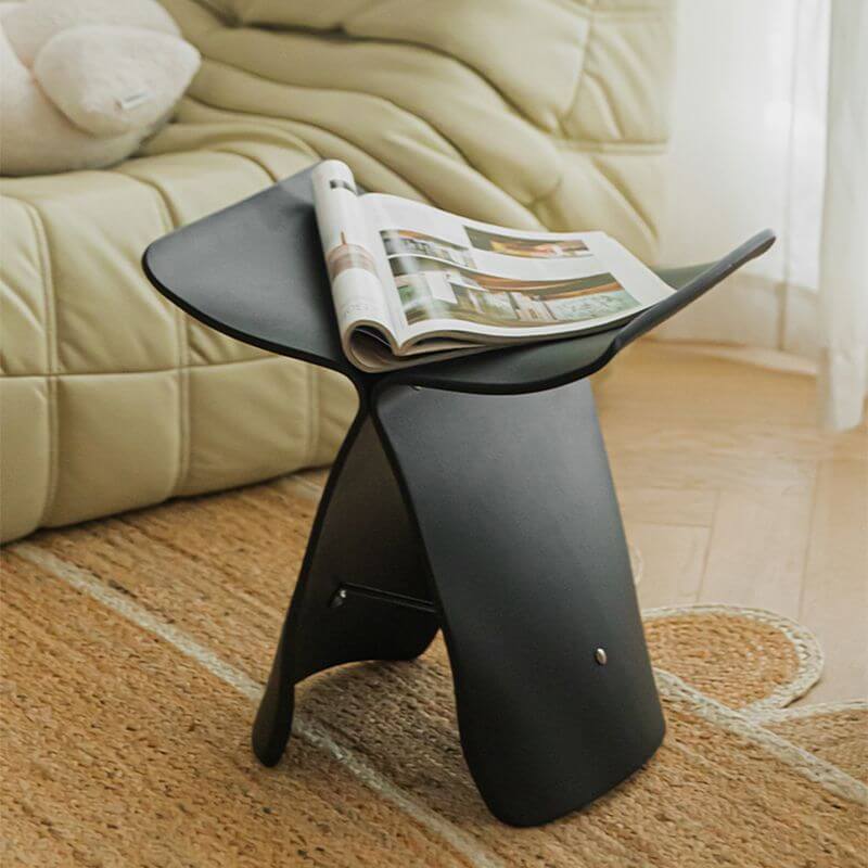 Modern Solid Wood Accent Side Table - Black & Walnut
