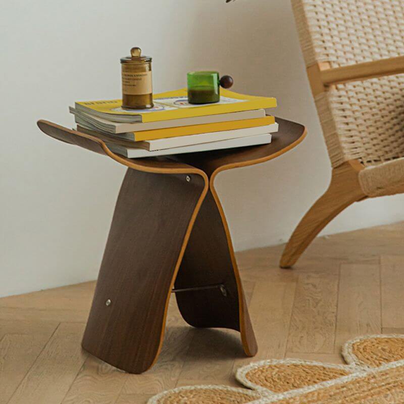 Modern Solid Wood Accent Side Table - Black & Walnut