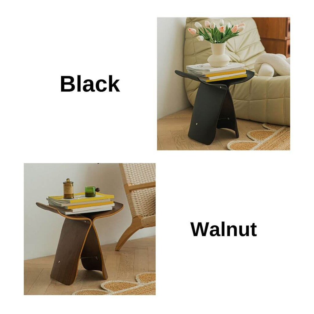 Modern Solid Wood Accent Side Table - Black & Walnut