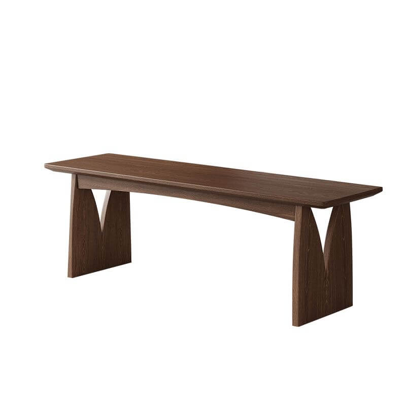 Modern Solid Wood Dining Bench with Sculptural Double-Arch Legs