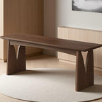 Modern Solid Wood Dining Bench with Sculptural Double-Arch Legs