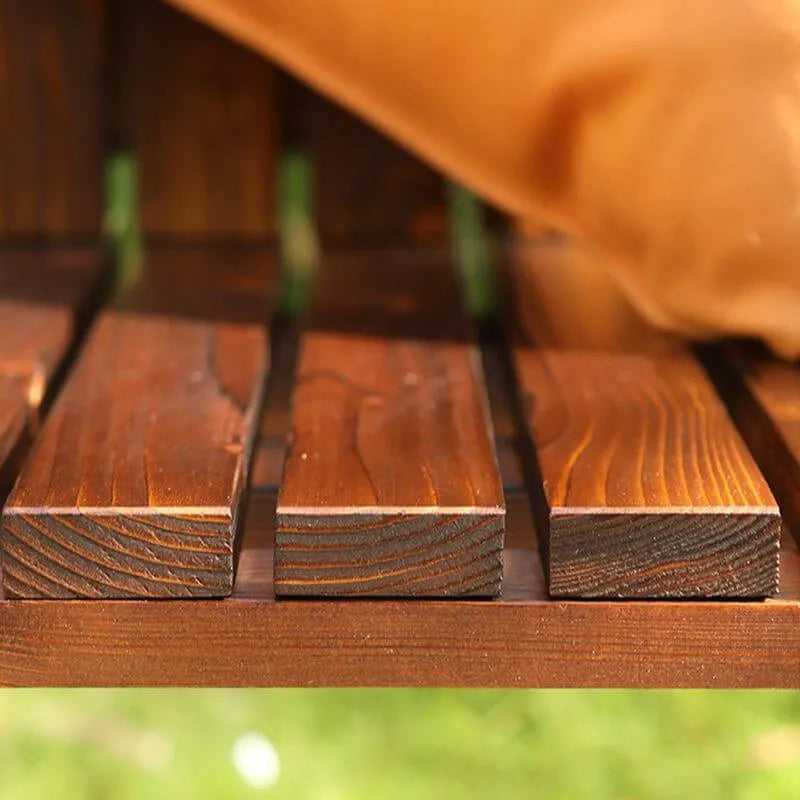 Modern Solid Wood Outdoor Bench with Curved Back and Arms