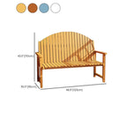 Modern Solid Wood Outdoor Bench with Curved Back and Arms Dimensions