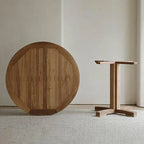 Modern Solid Wood Round Dining Table in Brown – Non-Extendable