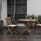 Modern Solid Wood Round Dining Table in Brown – Non-Extendable