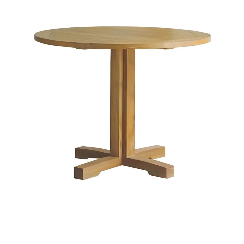 Modern Solid Wood Round Dining Table in Brown – Non-Extendable