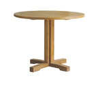 Modern Solid Wood Round Dining Table in Brown – Non-Extendable