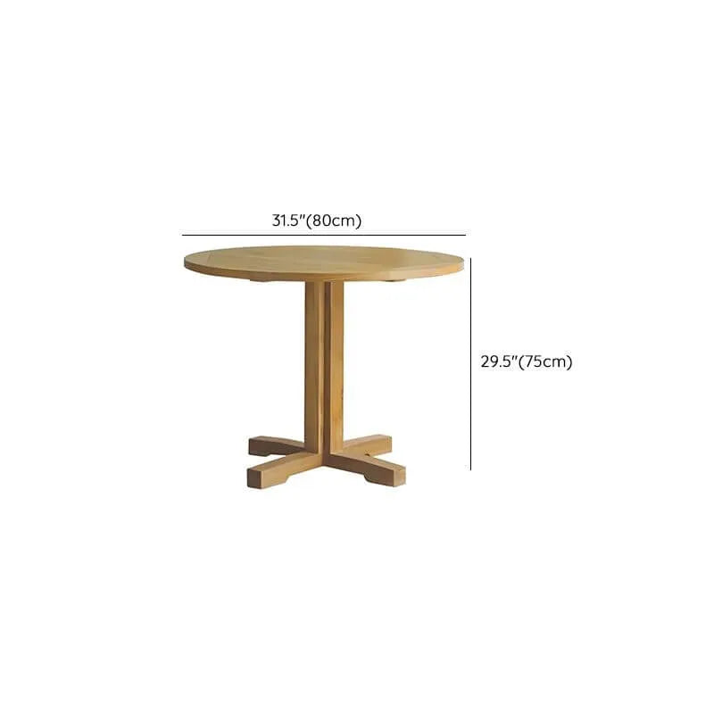 Modern Solid Wood Round Dining Table in Brown – Non-Extendable Dimensions
