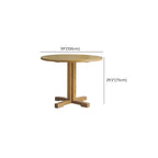Modern Solid Wood Round Dining Table in Brown – Non-Extendable Dimensions