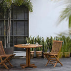 Modern Solid Wood Round Dining Table in Brown – Non-Extendable Main Product Image