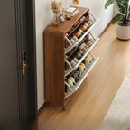 Modern Solid Wood Shoe Storage Cabinet with Sliding Drawers