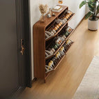 Modern Solid Wood Shoe Storage Cabinet with Sliding Drawers