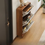 Modern Solid Wood Shoe Storage Cabinet with Sliding Drawers