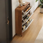 Modern Solid Wood Shoe Storage Cabinet with Sliding Drawers