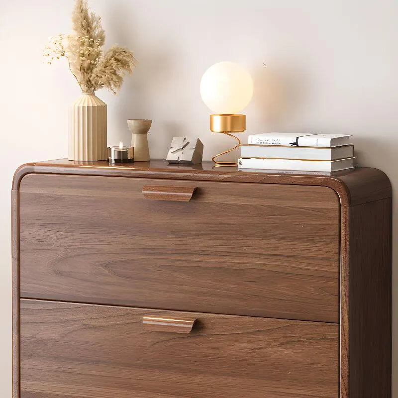 Modern Solid Wood Shoe Storage Cabinet with Sliding Drawers