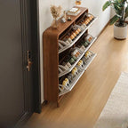 Modern Solid Wood Shoe Storage Cabinet with Sliding Drawers