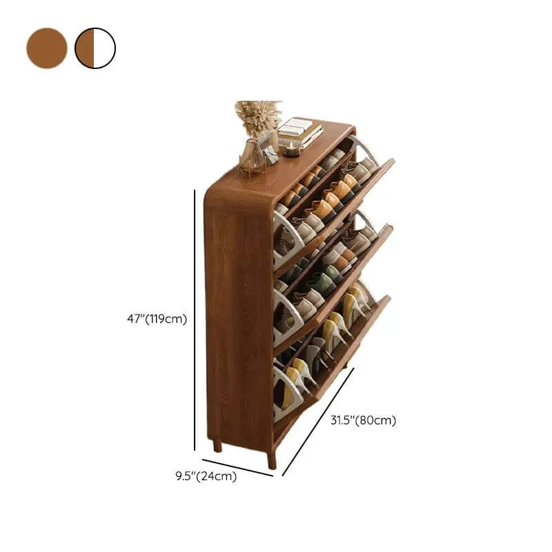 Modern Solid Wood Shoe Storage Cabinet with Sliding Drawers Dimensions