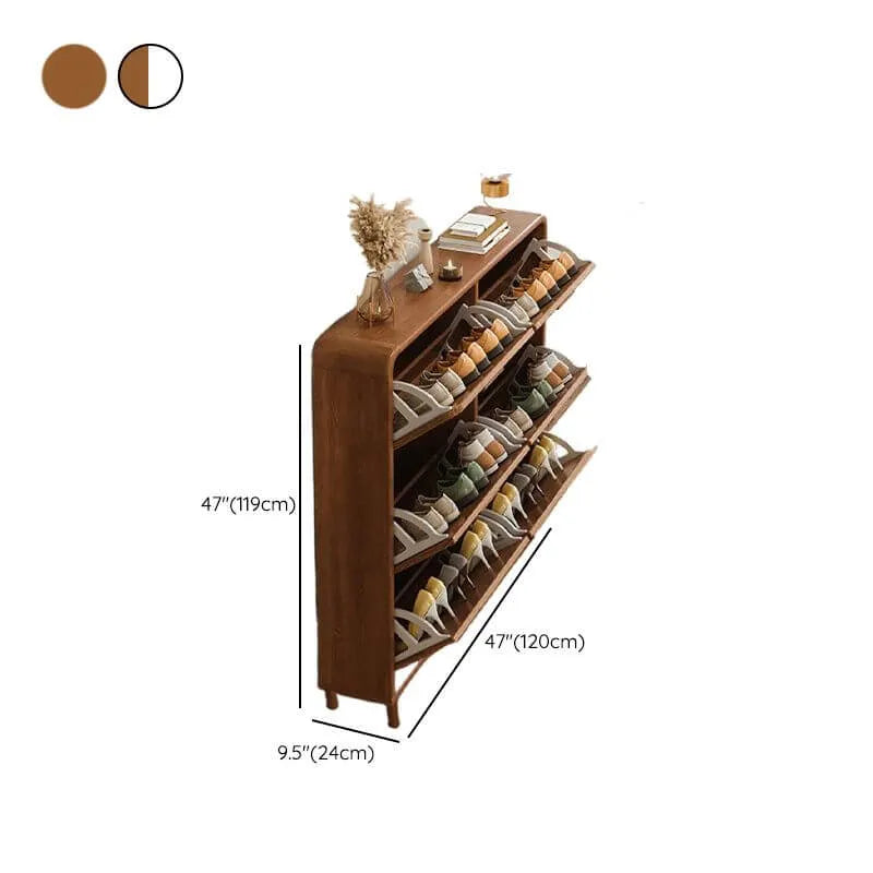 Modern Solid Wood Shoe Storage Cabinet with Sliding Drawers Dimensions