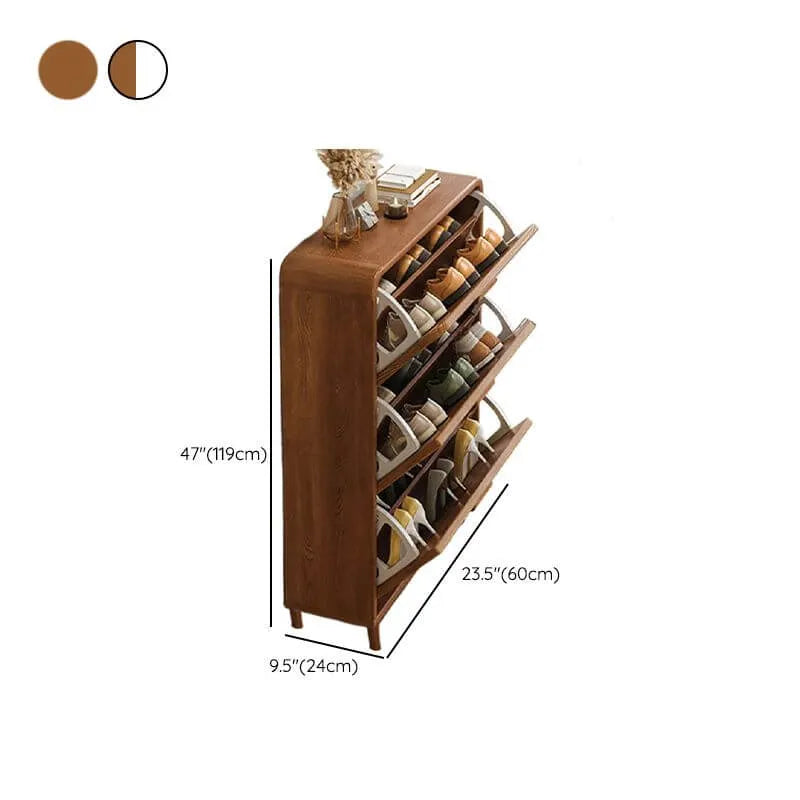 Modern Solid Wood Shoe Storage Cabinet with Sliding Drawers Dimensions