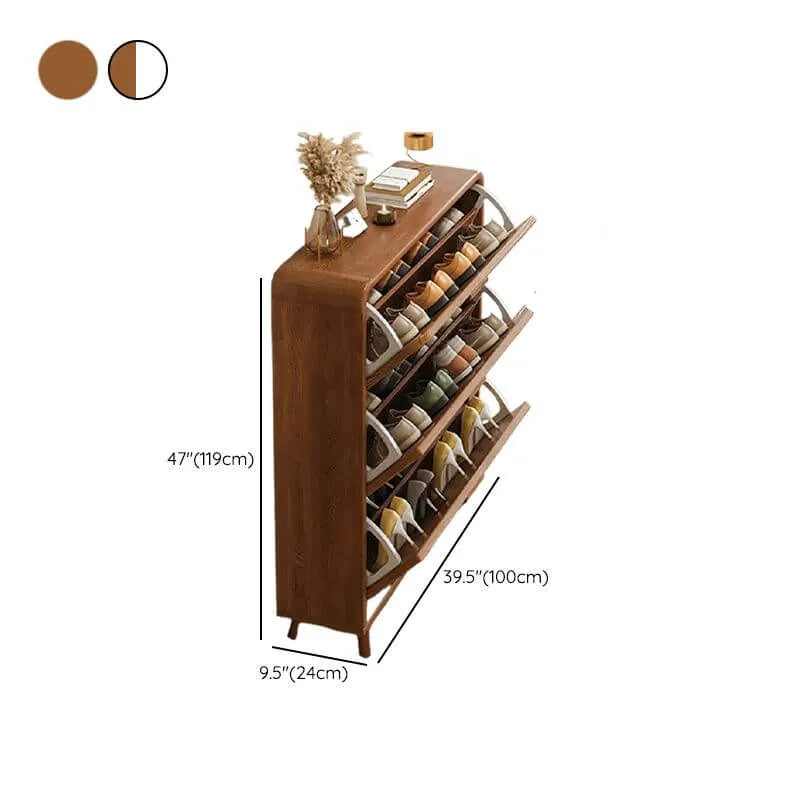 Modern Solid Wood Shoe Storage Cabinet with Sliding Drawers Dimensions