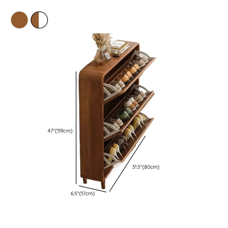 Modern Solid Wood Shoe Storage Cabinet with Sliding Drawers Dimensions