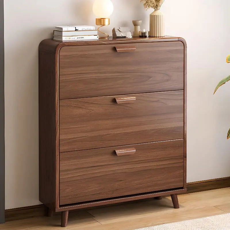 Modern Solid Wood Shoe Storage Cabinet with Sliding Drawers Main Product Image