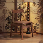 Modern Solid Wood Side Chair with Curved Back – Natural Walnut Finish