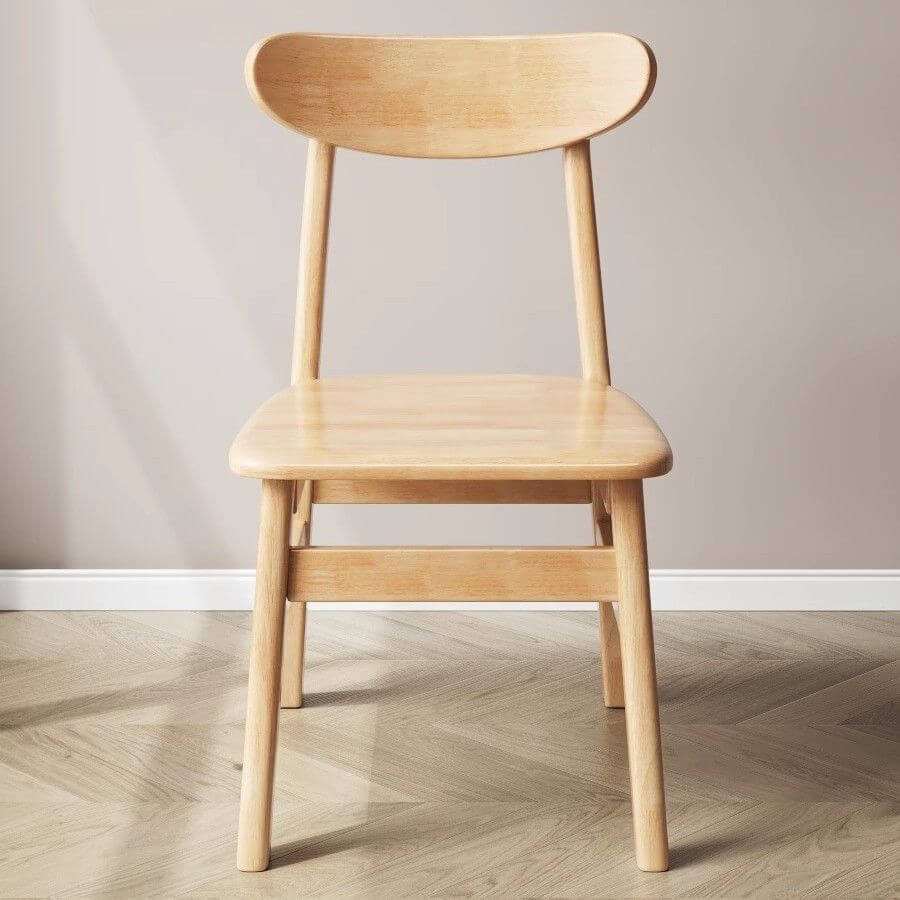 Modern Solid Wood Side Chair with Natural Finish and Low Back Main Product Image