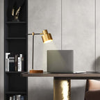 Modern Solid Wood Table Lamp with Gold Accents and USB Charging