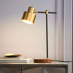 Modern Solid Wood Table Lamp with Gold Accents and USB Charging Main Product Image